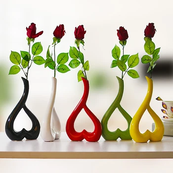 Florale Vaza Ceramica Ornament Decoratiuni Partid Vaza de Flori Creative 3D in Forma de Inima de Nunta Acasa, Elelgant Cadou Frumos Decor