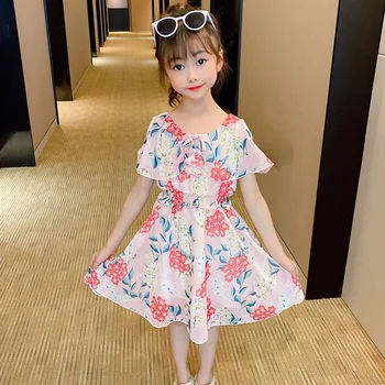 Florale Șifon Fete Rochie Fara Bretele Rochii De Printesa Pentru Fete De Vară 2020 Fete De Moda Rochie De Basm Pentru Copii Drăguțel Rochii