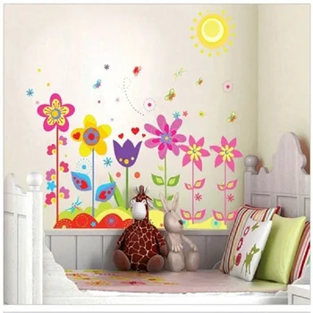 Flori colorate autocolant perete copilului rolul de copii diy adeziv artă murală imagine poster detașabil vinil decorare caracteristici