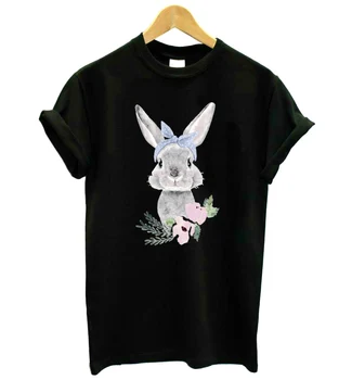 Flori de iepure de Imprimare tricou Femei din Bumbac Casual Amuzant tricou Pentru Doamna Fata de Top Tee Hipster Picătură Navă KT-16