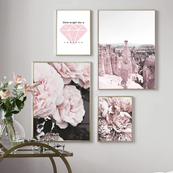 Flori roz Panza Pictura Fată Cameră Decor Poster Autobuz Dragoste Imagini de Inima pentru Home Design Modern Arta de Perete pentru Printuri de Interior