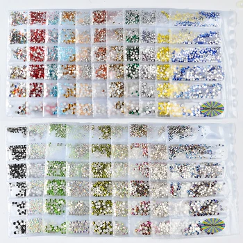 FlorVida 6 Dimensiuni Hibrid Pietre Kit AB Colorate Unghii Crystal Gems Plat Ascuțit Pietre Strass Pentru Set Manichiura Unghii de Design