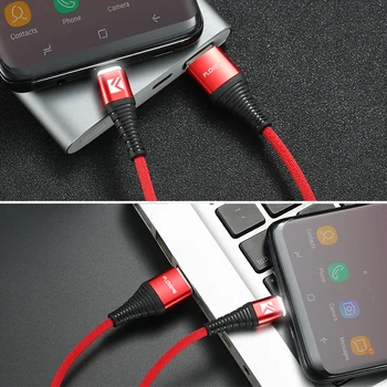 FLOVEME Lumină LED-uri USB de Tip C Cablu Pentru Samsung S20 A51 Huawei P40 Strălucire Panglica USBC Cablu de Telefon Mobil de Tip C de Încărcare Cablu de Sârmă