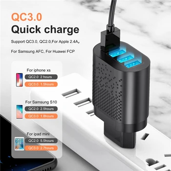 FLOVEME UE/SUA Plug Încărcător USB 3A Quick Charge 3.0 Încărcător de Telefon Mobil Pentru iPhone 11 Samsung Xiaomi 4 Port 48W Rapid Încărcător de Perete