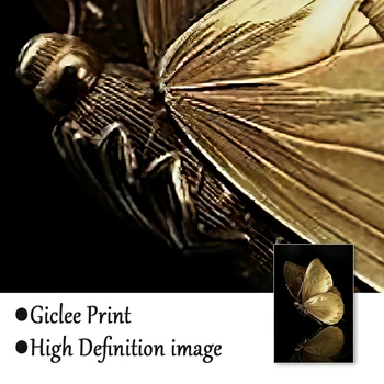 Fluture de aur Panza Pictura Pe Perete Negru și Auriu Perete Postere Si Printuri Moderne, Arta de Perete Decor de Lux Poze