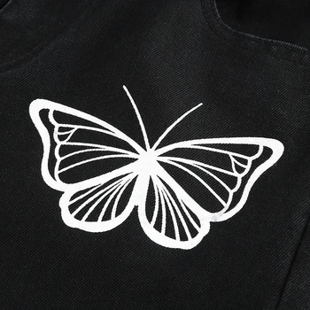 Fluture de Imprimare Negru Denim Y2K Pantaloni Femei Blugi Pentru Fete de Moda de sex Feminin 2021 Lung Epocă de Înaltă Talie Pantaloni Harajuku Capri