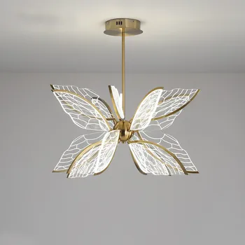 Fluture Modern Living Pandantiv cu LED-uri Lampă Nordic Simplu Dormitor Bucatarie Creative de Aur Transparent Acrilic Aripa Candelabru