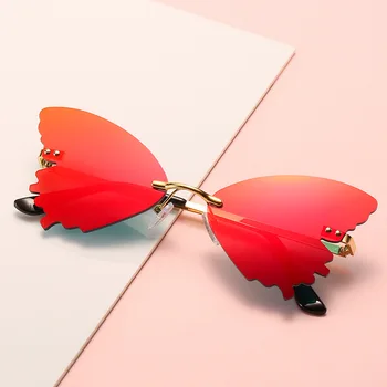Fluture ochelari de Soare femei 2020 fără ramă Bărbați Femei de Moda Nuante UV400 Metal Ochelari oculos masculino Okulary Gafas de sol mujer