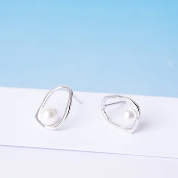 Flyleaf Neregulate Cerc de apă Dulce perla Cercei Stud Pentru Femei Design Original 925 Sterling Silver Moda Bijuterii