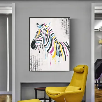 Foaie de Muzică și Culoare Zebra Panza Pictura Abstractă Animal Wall Art Print Postere Scandinave Perete Imaginile pentru Home Design