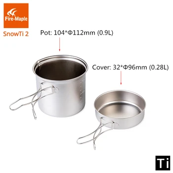 Foc de Arțar SnowTi 2 Titan Set de bucătărie în aer liber Ultralight Pliabil Camping Vase Oala Tigaie Kit FMC-ST2