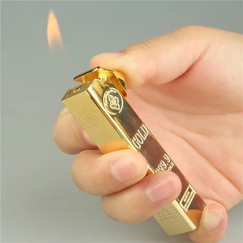 Foc gratuit Butan Gaz Țeavă de Fum Jet Bricheta Umflate Amuzant de Metal de Aur Bar Lanterna Bricheta Bricheta Gadget Pentru Om NICI GAZ