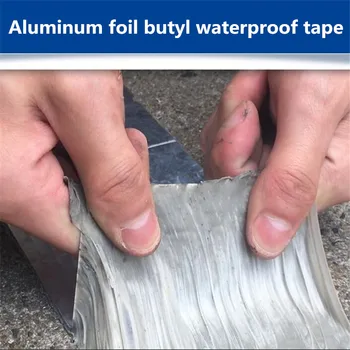 Folie de aluminiu Butil-Cauciuc Banda autoadeziva rezistenta la temperaturi Ridicate Impermeabile pentru Acoperis de Reparare a conductelor Stop Leak Autocolant