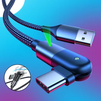 FONKEN Roti Cablu USB de Tip C 3A Încărcare Rapidă Cablu LED-uri pentru Samsung Huawei, Xiaomi, LG Telefon Mobil de Date Cablul de Sârmă