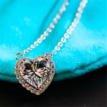 Forma de inima Pandantiv Real argint 925 bijou Pave cz de Nunta de Lux Pandantive cu colier pentru femei Bijuterii de Mireasă