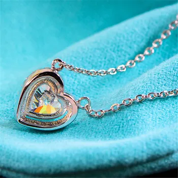 Forma de inima Pandantiv Real argint 925 bijou Pave cz de Nunta de Lux Pandantive cu colier pentru femei Bijuterii de Mireasă