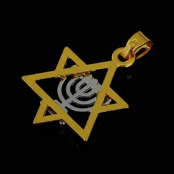 Forma mea Credința Iudaică Menorah, Lampa de pe Steaua lui David Farmec 20*31 mm Rodiu, Aur Ton Dublu Pandantiv Religios Bijuterii 20buc