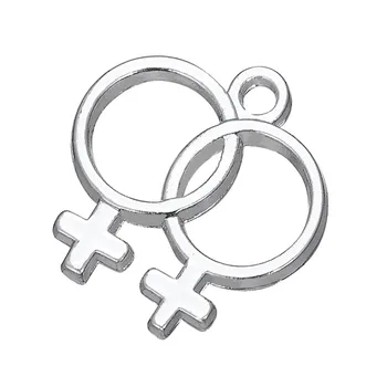 Forma mea Gay Pride Bijuterii Charm Placat cu Argint Pandantive pentru Gay și Lesbiene sex Feminin Simbol Bijuterii DIY Face pentru Femei 30buc