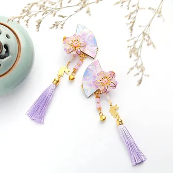 FORSEVEN 1 Pereche de Epocă Fete Agrafa Floare Ciucuri de Păr Bijuterii Handmade Barrette Chineză Tradițională Accesorii de Par JL