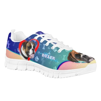 FORUDESIGNS 2020 Toamna Femei Plat Adidasi pentru Femei Adidași ochiurilor de Plasă Respirabil Boxer Dog Print Pantofi Doamnelor Șireturi Până Încălțăminte