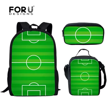 FORUDESIGNS Fotbal 3D 3pcs/Set Saci de Școală pentru Copii Băieți Fete Casual Panza Copii de Școală Backapck Bookbags Moda Mochila