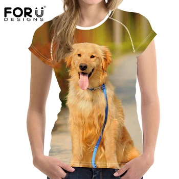FORUDESIGNS Golden Retriever 3D Imprimate de Moda pentru Femei Tee Topuri de sex Feminin Casual T-Shirt Pentru Femei T-shirt de Vara Tricou Femei