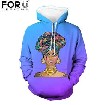 FORUDESIGNS Nouă Tendință de sex Feminin Bumbac Hoodies de Culoare Curcubeu de Femei din Africa de Imprimare Plus Dimensiunea Femei Streetwear Doamna Bluze Topuri