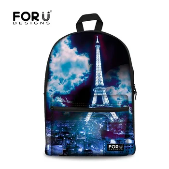 FORUDESIGNS Paris Turnul Eiffel Imprimare Rucsac pentru Fete Adolescente,Saci de Școală pentru Adolescenti,Copii Panza Rucsac Scoala