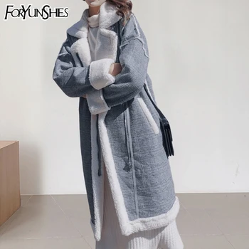 FORYUNSHES Femei Cald Iarna Blana de Miel Timp Parka 2020 Moda coreeană Carouri Mozaic Gros Femme Îmbrăcăminte Vrac Casual, Paltoane