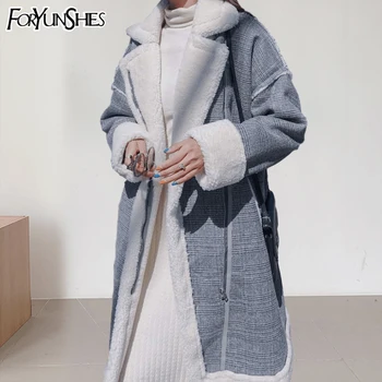 FORYUNSHES Femei Cald Iarna Blana de Miel Timp Parka 2020 Moda coreeană Carouri Mozaic Gros Femme Îmbrăcăminte Vrac Casual, Paltoane