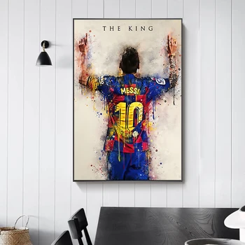 Fotbal Star Regele Messi Acuarelă Printuri Abstracte Panza Pictura pe Perete Imagini de Artă pentru Decorarea Acasă Cuadros