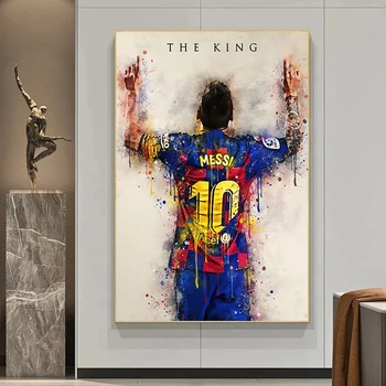Fotbal Star Regele Messi Acuarelă Printuri Abstracte Panza Pictura pe Perete Imagini de Artă pentru Decorarea Acasă Cuadros
