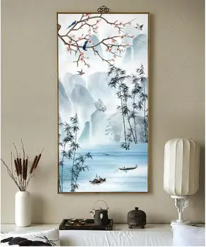 Fotografie 3d tapet personalizat murală de cerneală Chineză pictura peisaj cu flori și păsări pridvor picturi murale 3d tapet pentru pereți 3 d