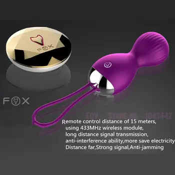 Fox Silicon Bile Vaginale Tighting Kegel Exercițiu De Control De La Distanță G Spot Bile Ben Wa Cu Coada Inel Vibrator Jucarii Sexuale Pentru Femei