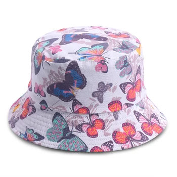 FOXMOTHER Noua Moda Reversibile Fluture Alb Pescar Capac Femei Găleată Pălării