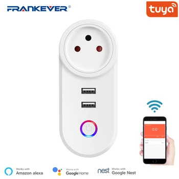 FrankEver Tuya 16A Israel WIFI Smart Plug cu două Porturi USB MAX 3800W Protector de Supratensiune Socket Lucra cu Alexa de Start Google