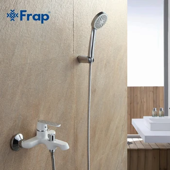 FRAP baie alb fixare cascada baie duș baie robinete set montat pe perete cadă, duș cu efect de ploaie robinet mixer setat F3231