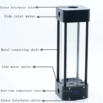 FREEZEMOD BL-WDX Silver Black Metal Pătrat Computer Cooler de Apă de Sticlă Rezervor de Apă de Metal 2020 LCD Temperatura Sens. BL-WDX