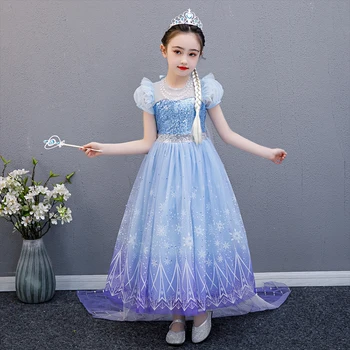 Frozen Elsa 2 Cosplay Rochii De Regina Zăpadă Albastru Rochie De Halloween Pentru Copii De Craciun Pentru Copii Costum