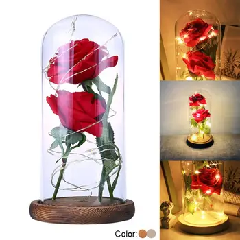 Frumoasa Și ia Veșnică Floare Trandafir În Balon Decor de Nunta Flori Artificiale În Capac de Sticlă Pentru Cadou de Ziua Îndrăgostiților