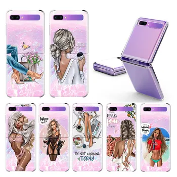 Frumusete Sexy Mama Copilul Caz Pentru Samsung Galaxy Z Flip 5G Moda Greu Telefonul Coque bancheta Rabatabila Capa Clar Plistic ZFlip Acoperi