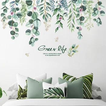 Frunze verzi Autocolante de Perete DIY Plantă de Ghiveci Decalcomanii de Perete pentru Camera de zi Dormitor Copii Pepinieră Decor Acasă