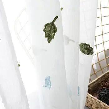 Frunze verzi Lenjerie de pat din Bumbac Brodate, Perdele Tul Tifon Panouri Pastorală Perdele pentru camera de zi pentru Bucatarie Draperii wp311#3
