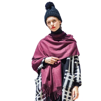 FS Cașmir Lung Eșarfe Eșarfă pentru Femei de Iarnă Cald de Lux Brand de Modă de Culoare Solidă Ciucure Foulard Șaluri Împachetări Echarpe Pashmina