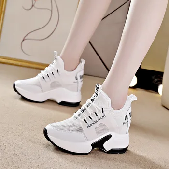 Fujin de Înaltă Calitate Femei Adidasi Platforma Pantofi de Vara Femei Albe este Respirabil, Moale Indesata Confortabil Pantofi Wedge Toc 9cm