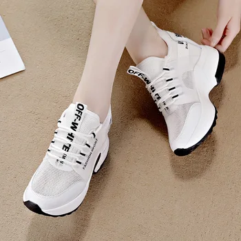 Fujin de Înaltă Calitate Femei Adidasi Platforma Pantofi de Vara Femei Albe este Respirabil, Moale Indesata Confortabil Pantofi Wedge Toc 9cm