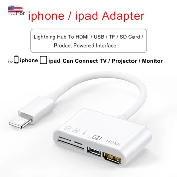 Fulger La 1080P HDMI Cablu Ethernet RJ45 USB iphone hub adaptor 3 in 1 Pentru 4K HDMI doc Conecta tastatura Camera Proiector