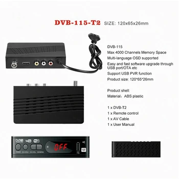 Full HD1080P Tuner Dvb-t2 TV Box Dvb T2 Wifi Usb2.0 compatibil HDMI Tv prin Satelit Receptor Tuner Dvbt2 Construit-în limba rusă-Manuale