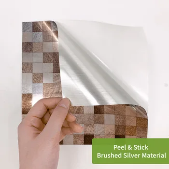 Funlife Impermeabil Placi De Mozaic Lipite Baie De Cupru Metal De Perete Tapet Autocolant Desen De Argint
