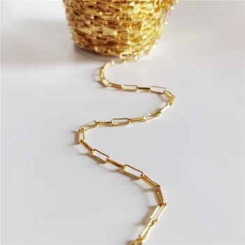 FUWO de Înaltă Calitate Lungi de Aur Caseta Lanț Cu Aur de 24k Muiată Anti-Tarnish Colier Pentru a Face Bijuterii 5meter/Lot NC017